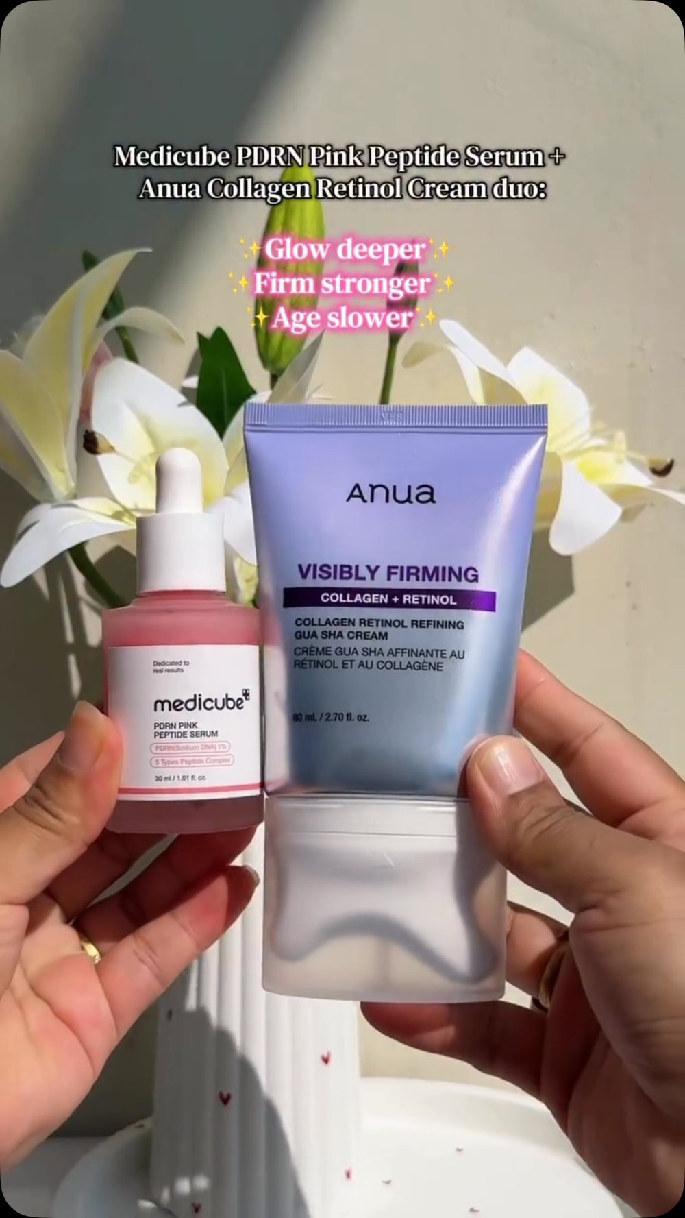 Medicube PDRN pink peptide serum with Anua duo